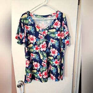 Hawaiian print T, 2XL